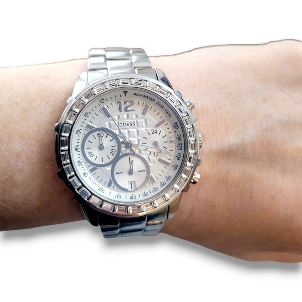 GUESS Silver Stainless Steel Chronograph Women's Watch